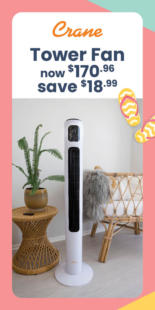 Save $18.99 on Crane Tower Fan